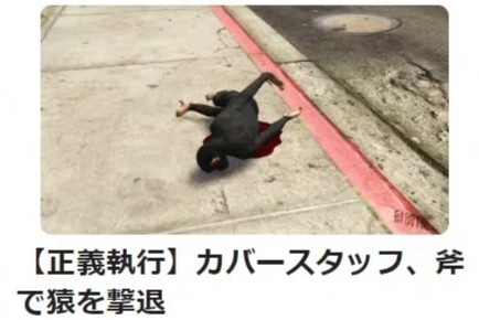 38 【正義執行】カバースタッフ、斧で猿を撃退