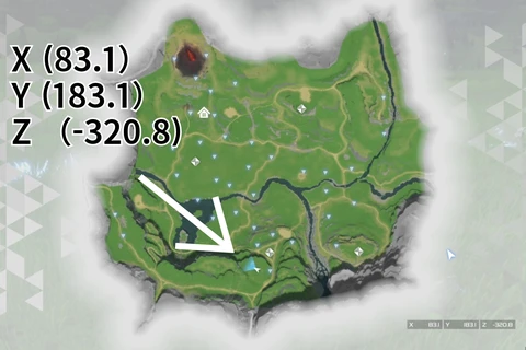 ホロアース　ヒメニチソウが大量に生えている場所のマップ