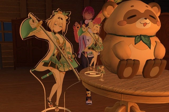 【ホロアース 秘密結社holoX降臨パーティー！】で新登場の
風真いろはアクスタLサイズ、Mサイズ、Sサイズ及びぽこべぇフィギュアのサイズ比較