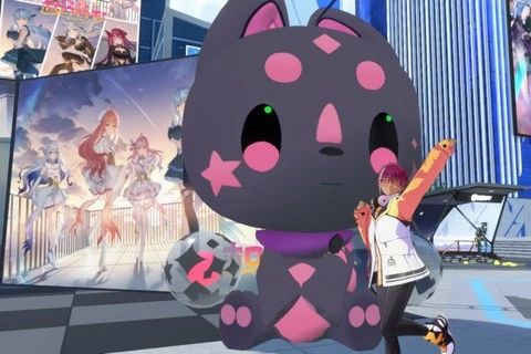 ホロアース 魔法少女ホロウィッチ展示エリアで記念撮影