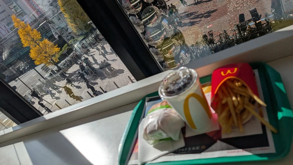 秘密結社holoX × タイミー 新宿ビラ配りの現地レポ
近くのマクドナルの3階席から見守る